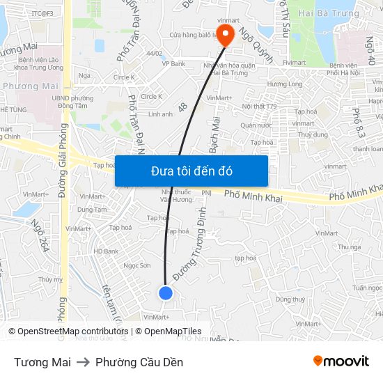 Tương Mai to Phường Cầu Dền map