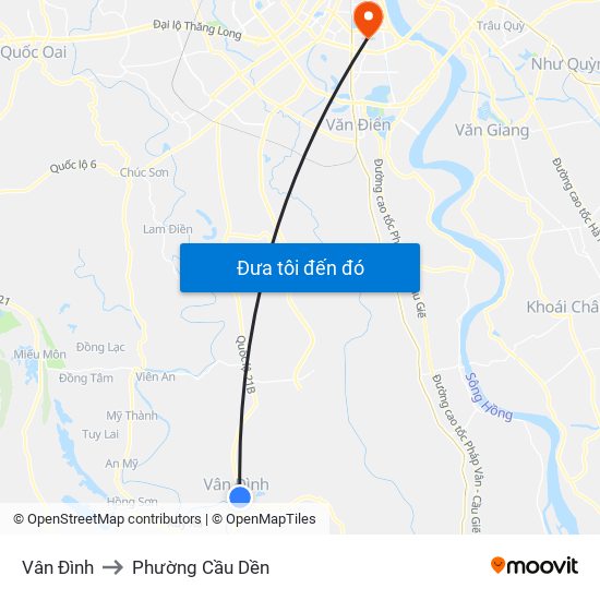 Vân Đình to Phường Cầu Dền map