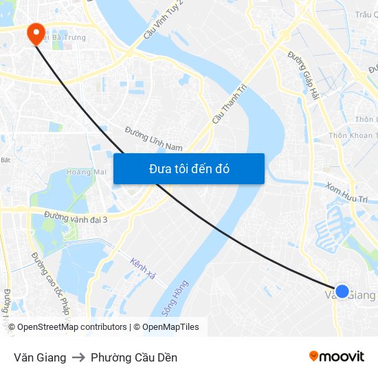 Văn Giang to Phường Cầu Dền map