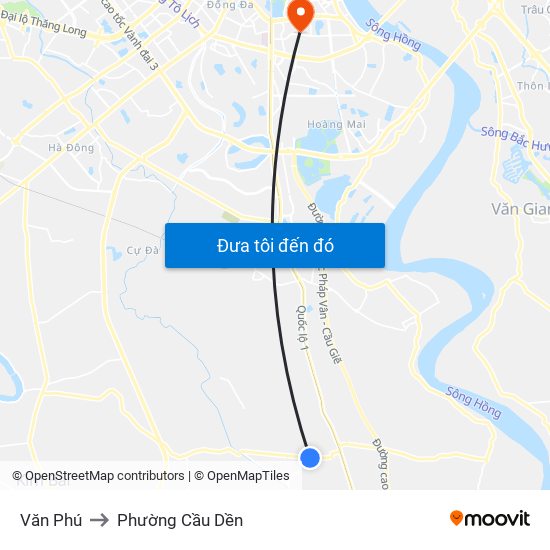 Văn Phú to Phường Cầu Dền map