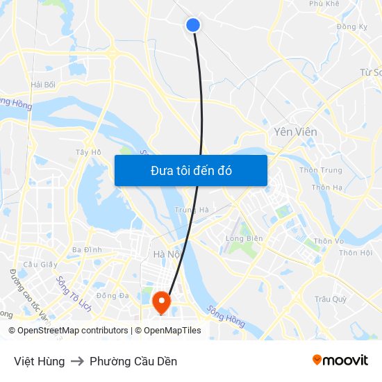 Việt Hùng to Phường Cầu Dền map