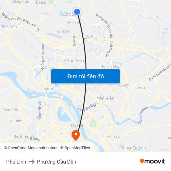 Phù Linh to Phường Cầu Dền map