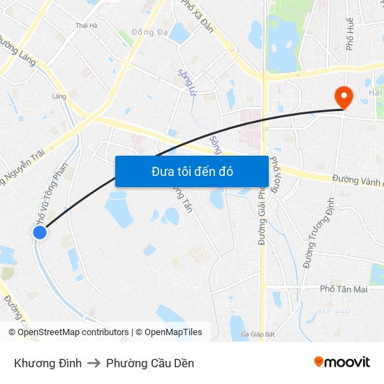 Khương Đình to Phường Cầu Dền map