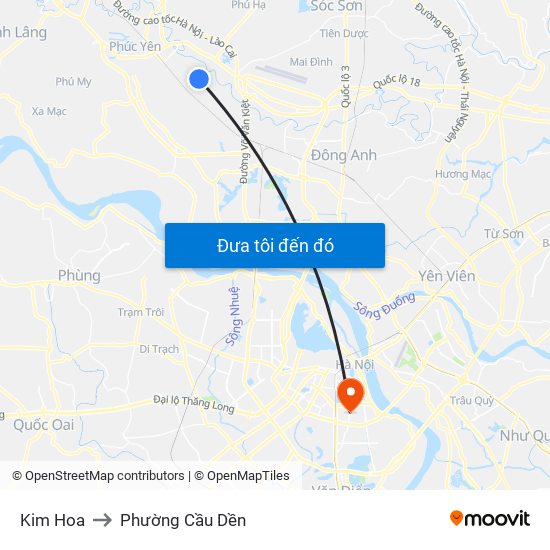 Kim Hoa to Phường Cầu Dền map