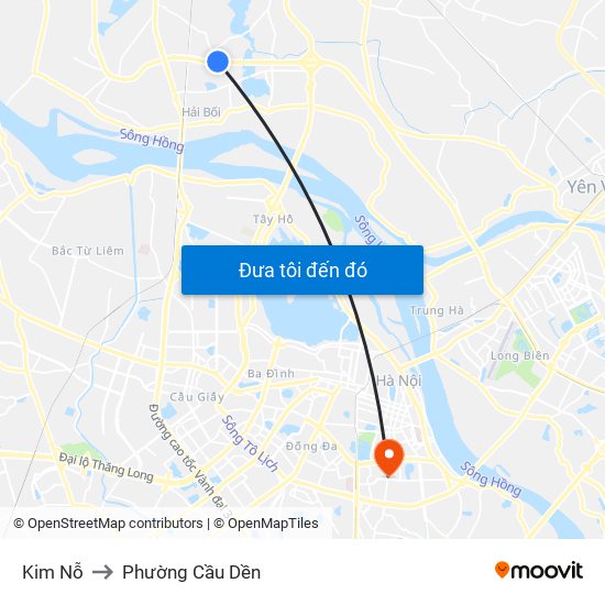 Kim Nỗ to Phường Cầu Dền map