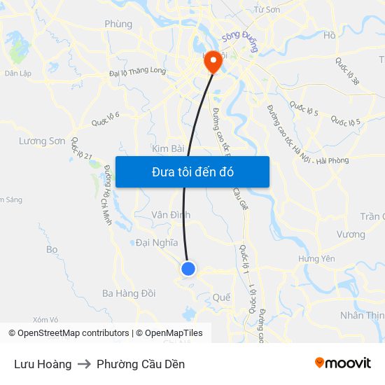 Lưu Hoàng to Phường Cầu Dền map