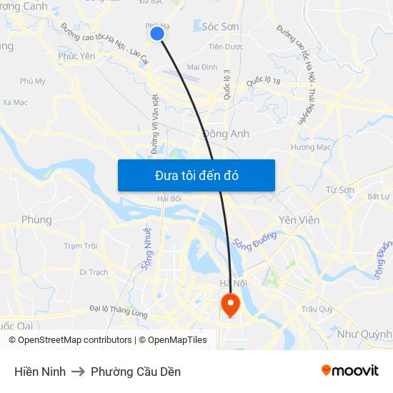 Hiền Ninh to Phường Cầu Dền map