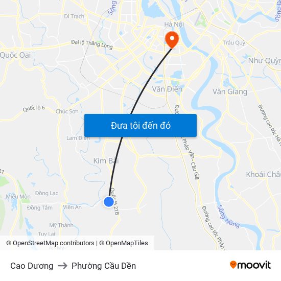 Cao Dương to Phường Cầu Dền map