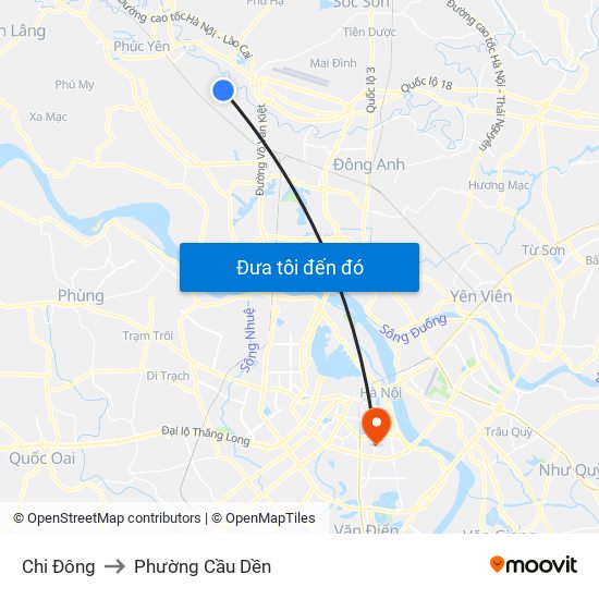 Chi Đông to Phường Cầu Dền map