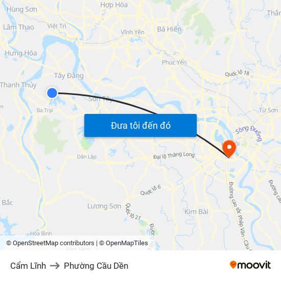 Cẩm Lĩnh to Phường Cầu Dền map