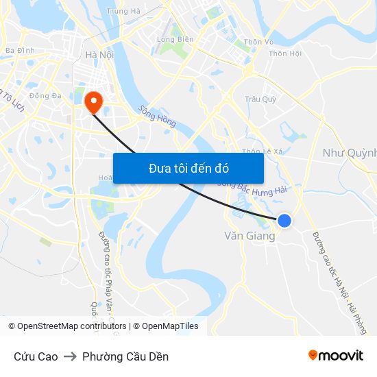 Cửu Cao to Phường Cầu Dền map