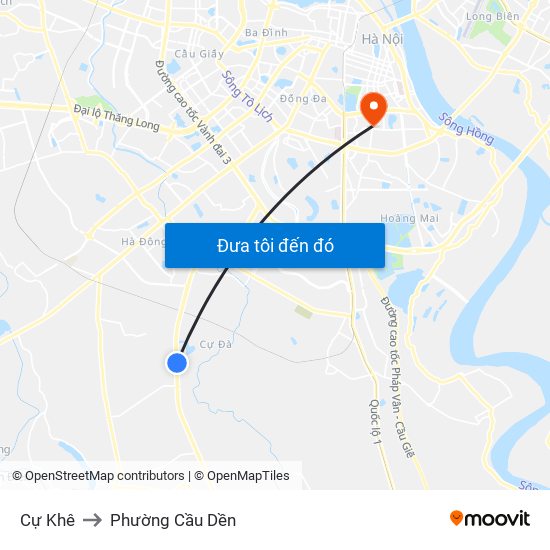 Cự Khê to Phường Cầu Dền map