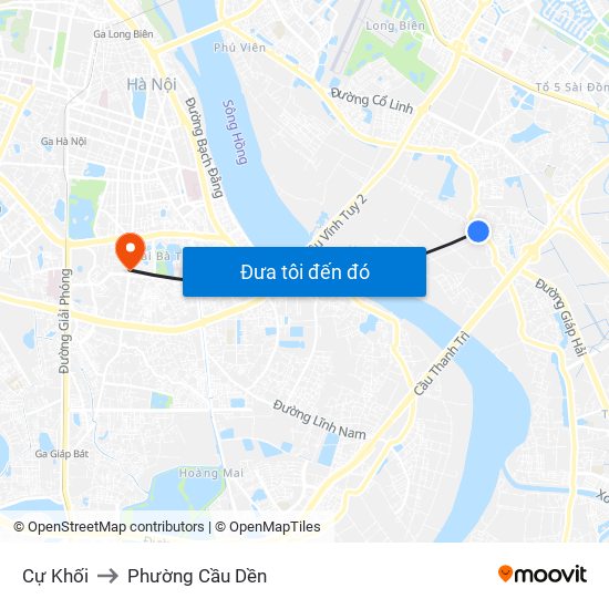 Cự Khối to Phường Cầu Dền map