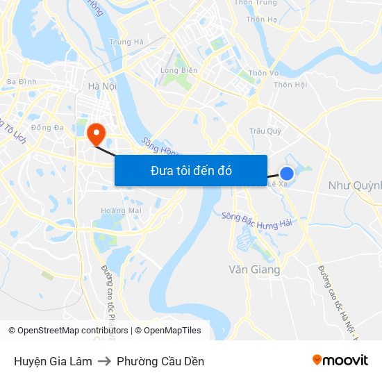 Huyện Gia Lâm to Phường Cầu Dền map