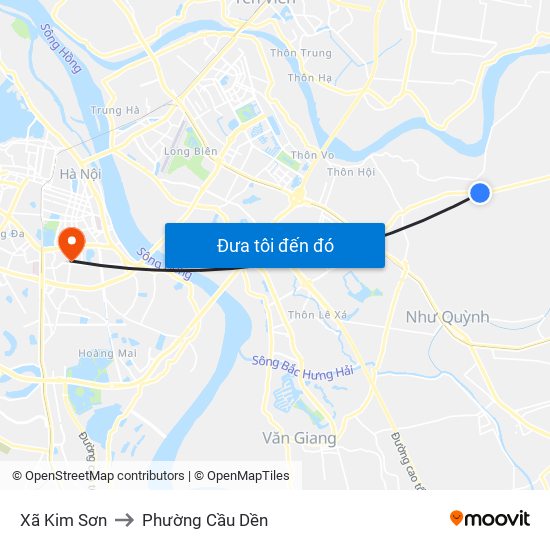 Xã Kim Sơn to Phường Cầu Dền map