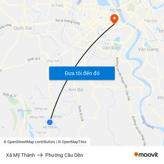 Xã Mỹ Thành to Phường Cầu Dền map