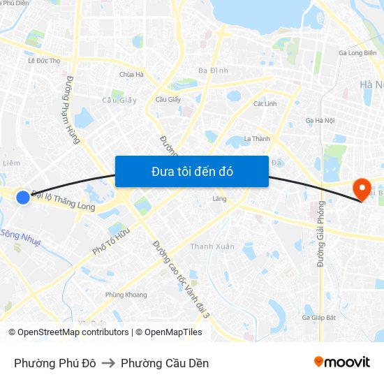 Phường Phú Đô to Phường Cầu Dền map