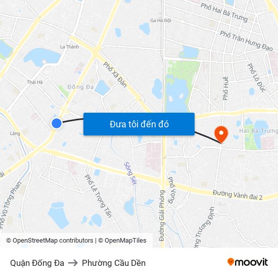 Quận Đống Đa to Phường Cầu Dền map