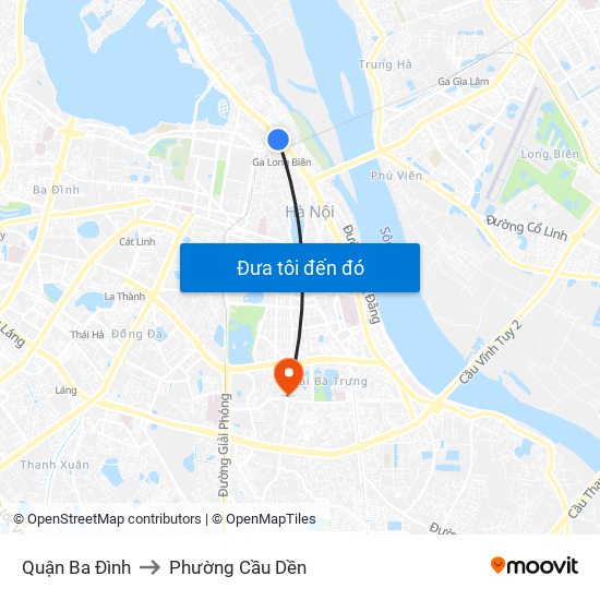 Quận Ba Đình to Phường Cầu Dền map