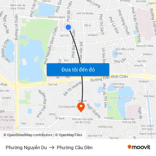 Phường Nguyễn Du to Phường Cầu Dền map