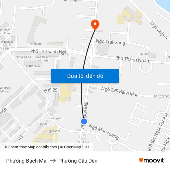 Phường Bạch Mai to Phường Cầu Dền map