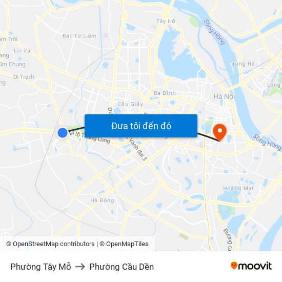 Phường Tây Mỗ to Phường Cầu Dền map