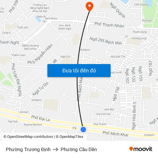 Phường Trương Định to Phường Cầu Dền map