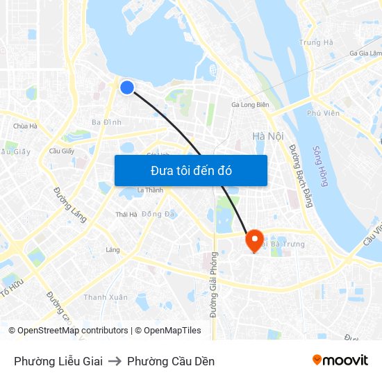 Phường Liễu Giai to Phường Cầu Dền map