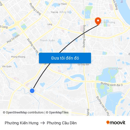 Phường Kiến Hưng to Phường Cầu Dền map