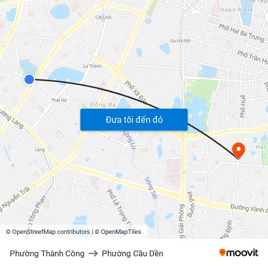 Phường Thành Công to Phường Cầu Dền map