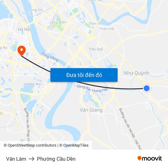 Văn Lâm to Phường Cầu Dền map