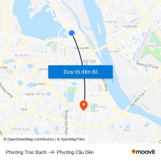 Phường Trúc Bạch to Phường Cầu Dền map