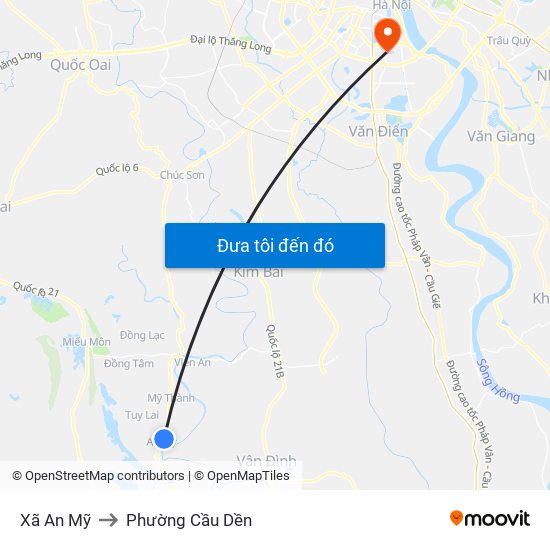 Xã An Mỹ to Phường Cầu Dền map