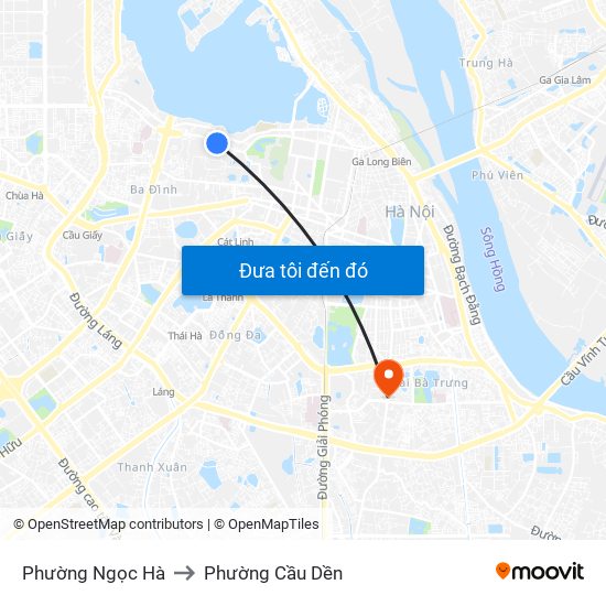 Phường Ngọc Hà to Phường Cầu Dền map