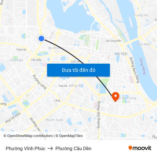 Phường Vĩnh Phúc to Phường Cầu Dền map