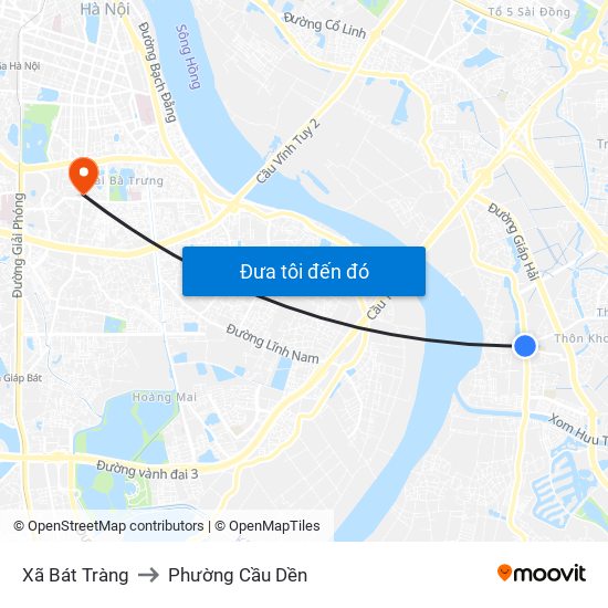 Xã Bát Tràng to Phường Cầu Dền map