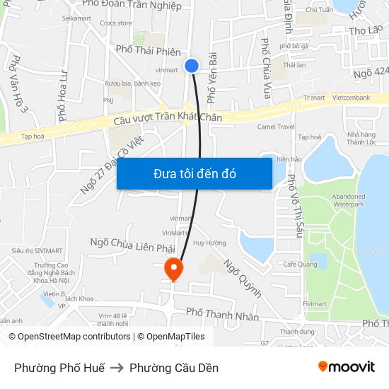 Phường Phố Huế to Phường Cầu Dền map