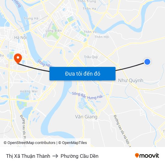 Thị Xã Thuận Thành to Phường Cầu Dền map