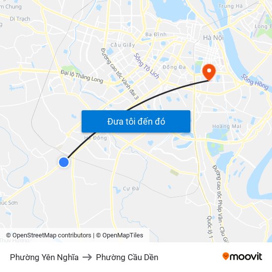 Phường Yên Nghĩa to Phường Cầu Dền map