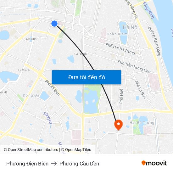 Phường Điện Biên to Phường Cầu Dền map