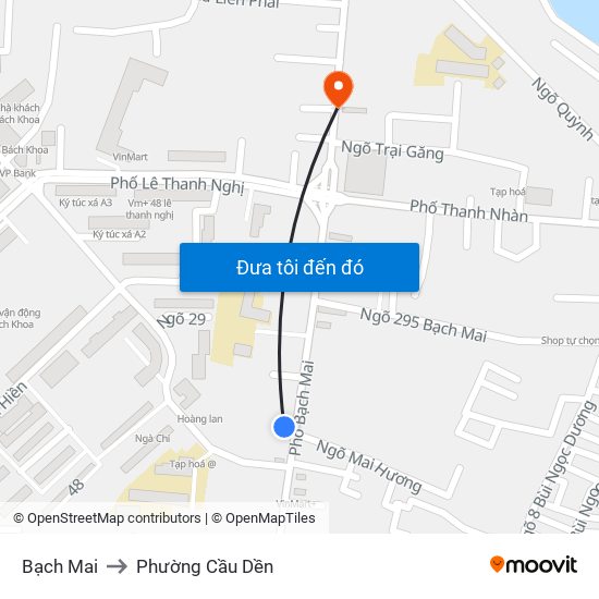 Bạch Mai to Phường Cầu Dền map