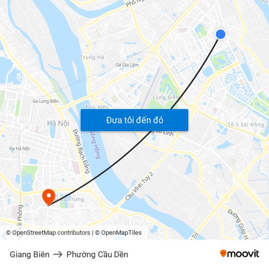 Giang Biên to Phường Cầu Dền map