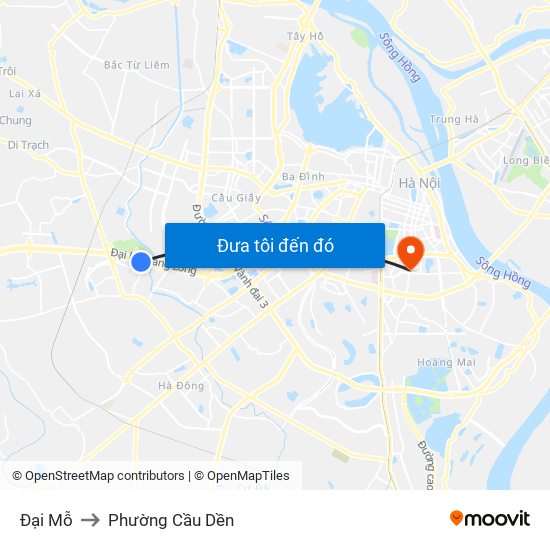 Đại Mỗ to Phường Cầu Dền map