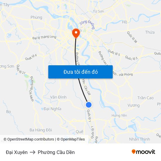 Đại Xuyên to Phường Cầu Dền map