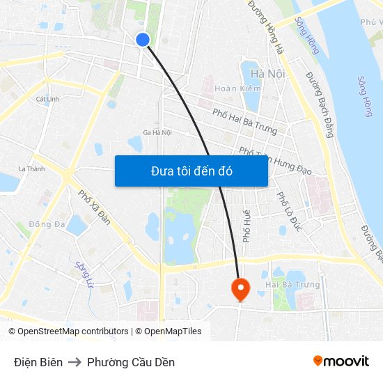 Điện Biên to Phường Cầu Dền map