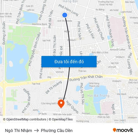 Ngô Thì Nhậm to Phường Cầu Dền map