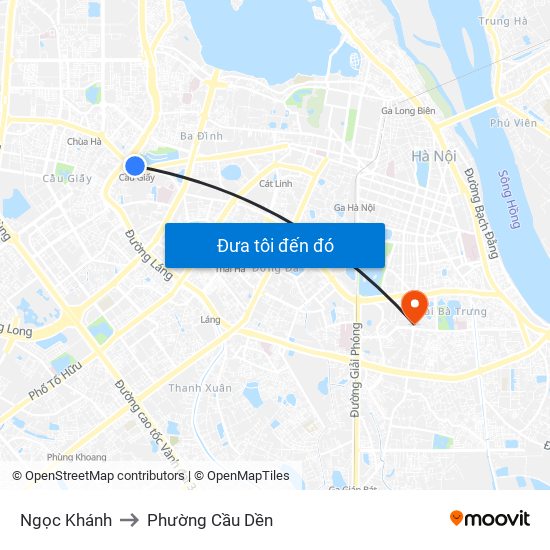 Ngọc Khánh to Phường Cầu Dền map