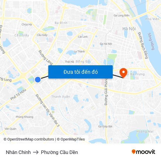 Nhân Chính to Phường Cầu Dền map