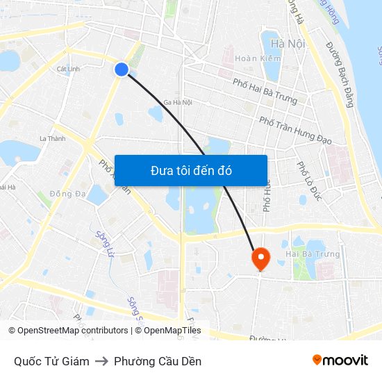 Quốc Tử Giám to Phường Cầu Dền map