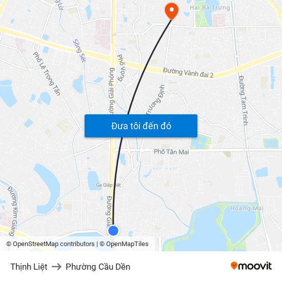 Thịnh Liệt to Phường Cầu Dền map